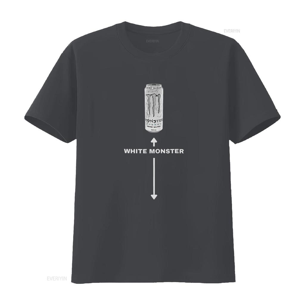 Weißes Monster T-Shirt für Herren Lustiges Scherzdesign Perfekte Freunde Einzigartiger Druck Bequemes Baumwollgewebe vintage Gewaschen