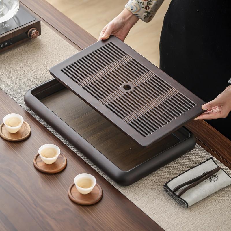 Bambus Teetablett Tischbox mit Wasserspeicher Tragbar Abnehmbar Kung Fu Bambus Teetablett Leicht zu Reinigen Haushalts Aufbewahrungstablett