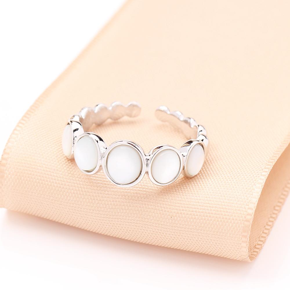 

New High-End Gold And Silver Two-Color Electroplating Open Ring, Natural Fritillary Round Geometric Index Finger Ring, Women S Ring. Adjustable opening срібний