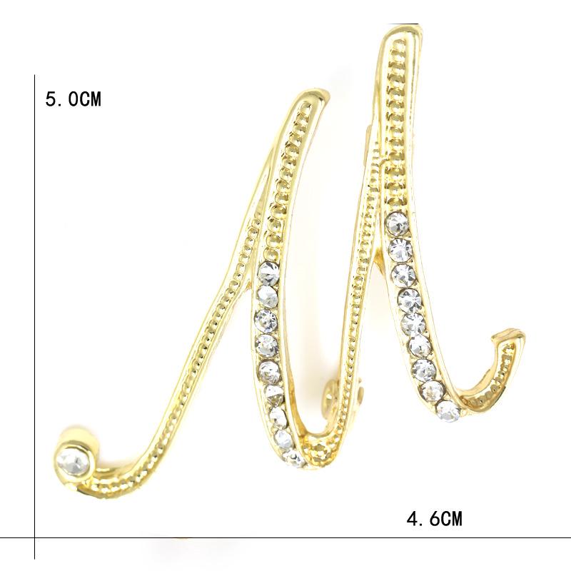 Broșă Modă Europeană și Americană: Litere engleze cu incrustație de diamante Waterfull