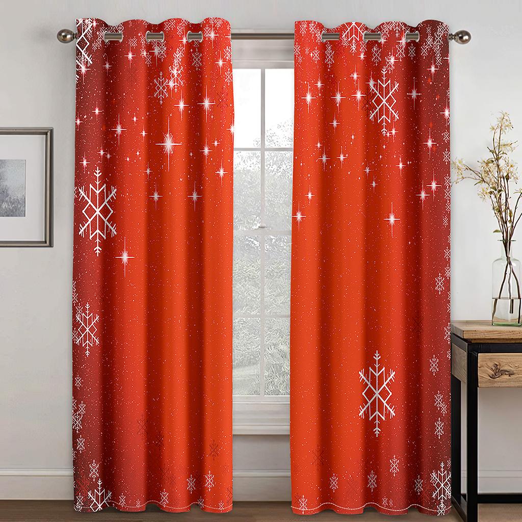 Cartoon Santa Claus Christmas Tree Red Green Window Curtains for Kids Bedroom Living Room Bathroom Kicthen Door Hall Home Decor