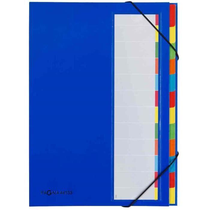 Trieur - PAGNA - DESKORGANIZER Color - 12 Poches - A4 - Couverture En Carton Bleu