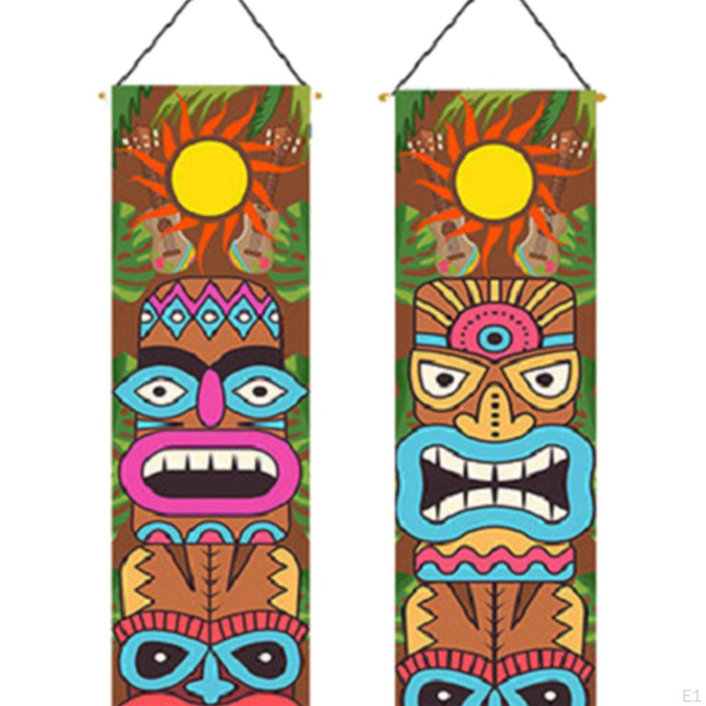 2x Door Banners, Hawaiian Hanging Selfie Scene Create Porch Sign for Party Birthday Jungle