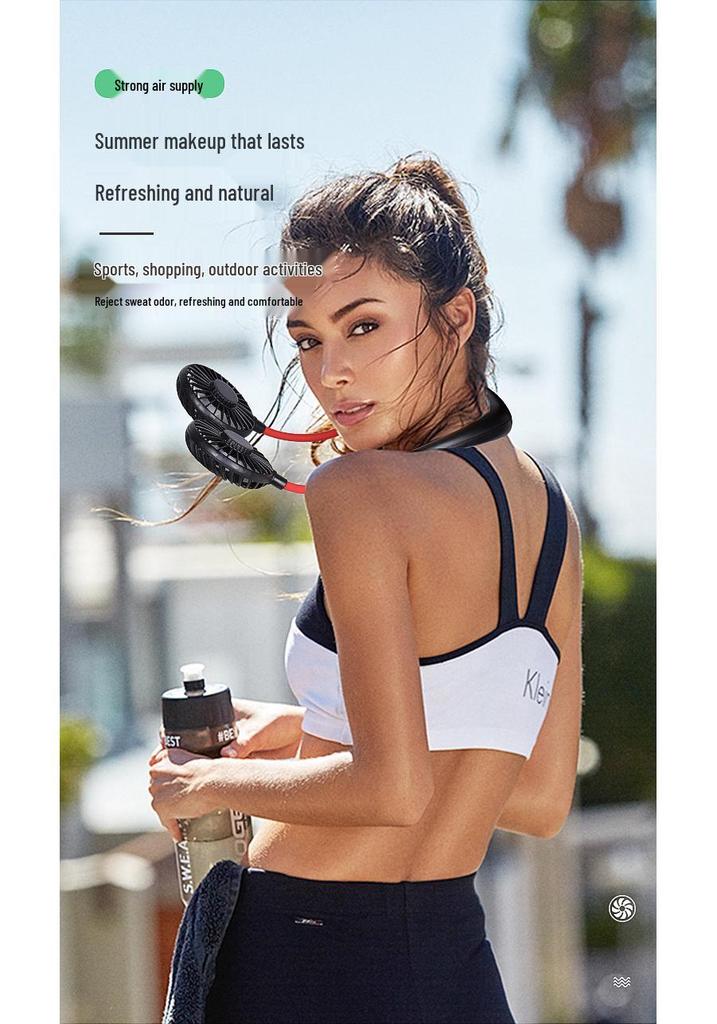 Third Generation Portable Neck Fan with Aromatherapy, Long-lasting Replaceable Battery, Silent Operation, and USB Charging.