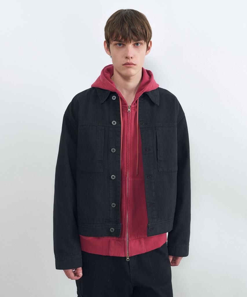 Insilence Crop Cord Denim Jacket Black