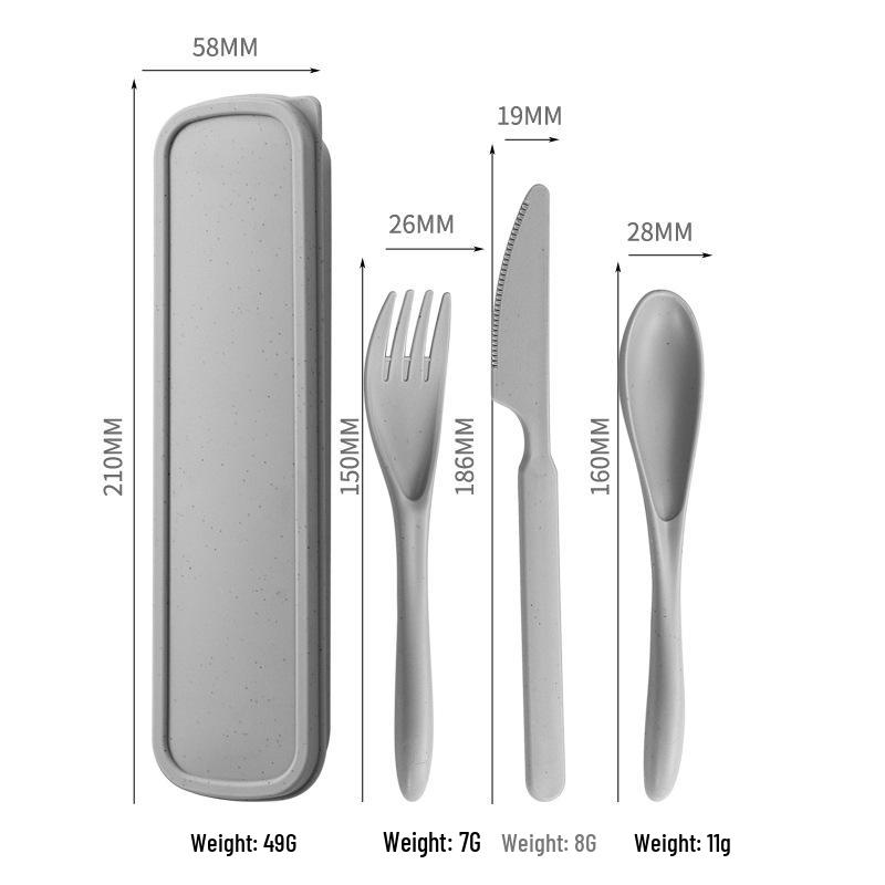 Wheat Straw Travel Cutlery Set: Knife, Fork, Spoon with Storage Box