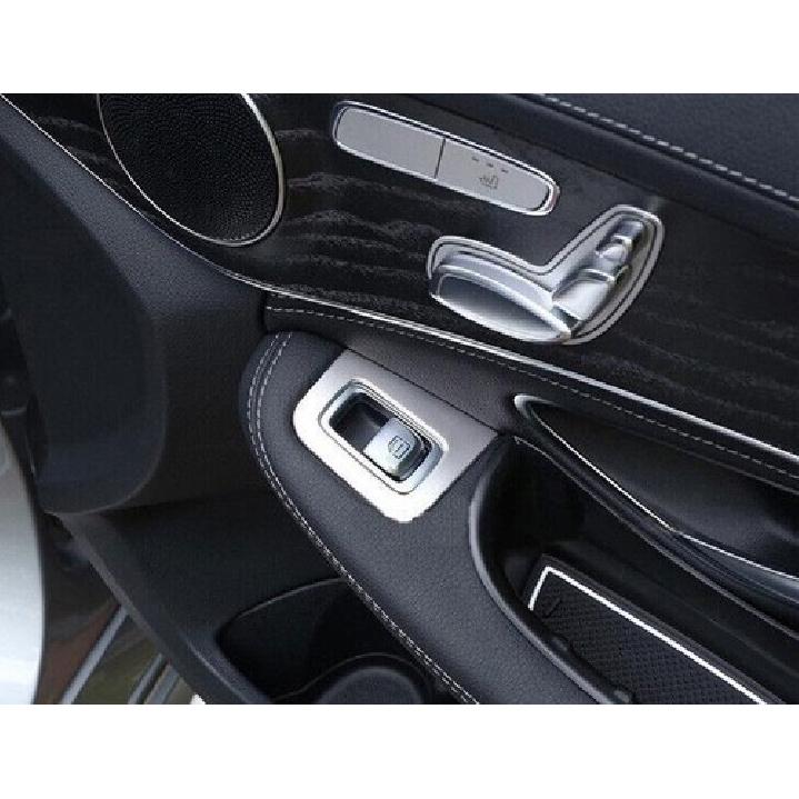 For Mercedes-Benz GLC 2016-19 Silver ABS Window Lock Lift Panel Trim Frame 4PCS