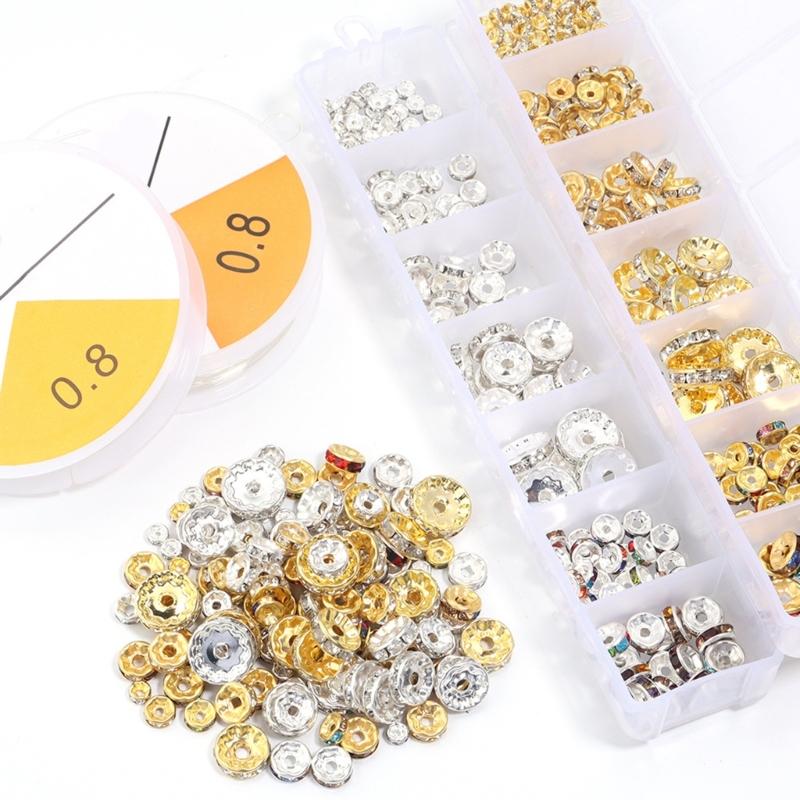 Rhinestones Rondelle Spacer Beads Delicate Rondelle Beads with Sparkling Crystals for Elegant Jewelry Creations
