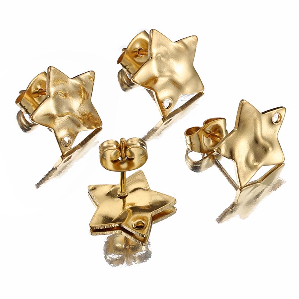 10pcs Stainless Steel Earrings Posts Ear Studs Star Flower Dangle Earrings Base for Earring Jewelry Making DIY Accessories