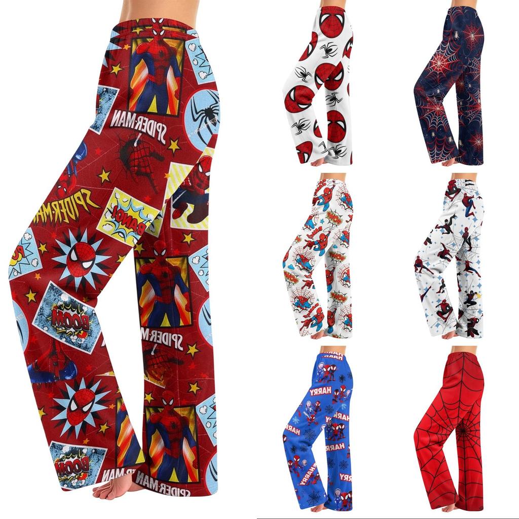 Women's Winter Flannel Pajama Pants Straight Leg Sleepwear with Printed Design