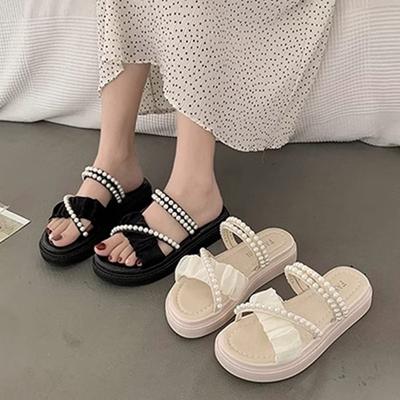 Internet-Promi-Hausschuhe Sommer Damen 2025 neu Perle Feenwind zwei Tragearten dicksohlige kleine duftende Strandsandalen