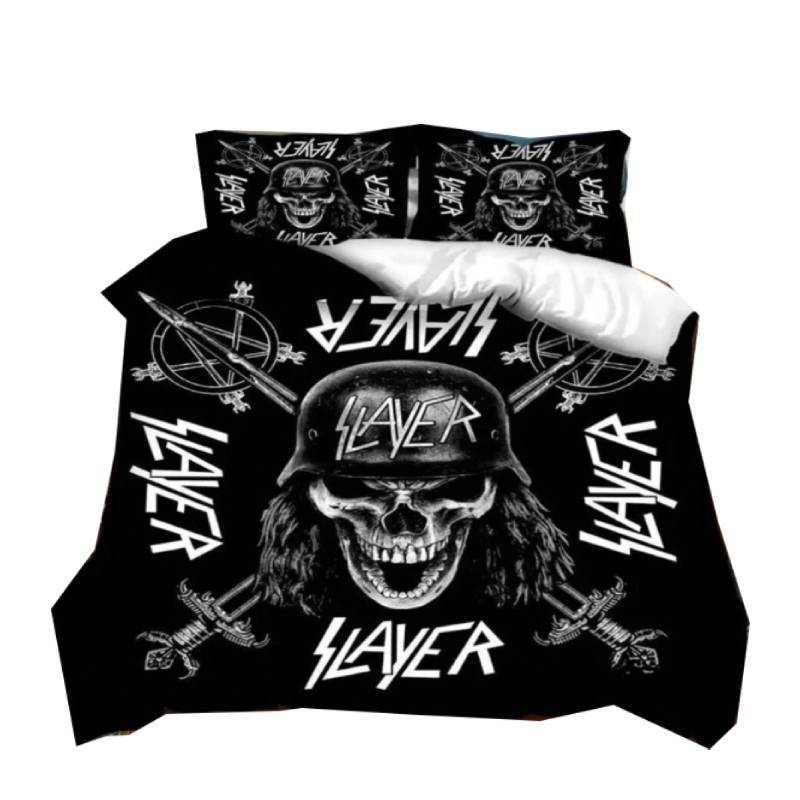 Metal Slayer Heavy Band Music Comforter Print Bedding Three Piece Bedroom Set