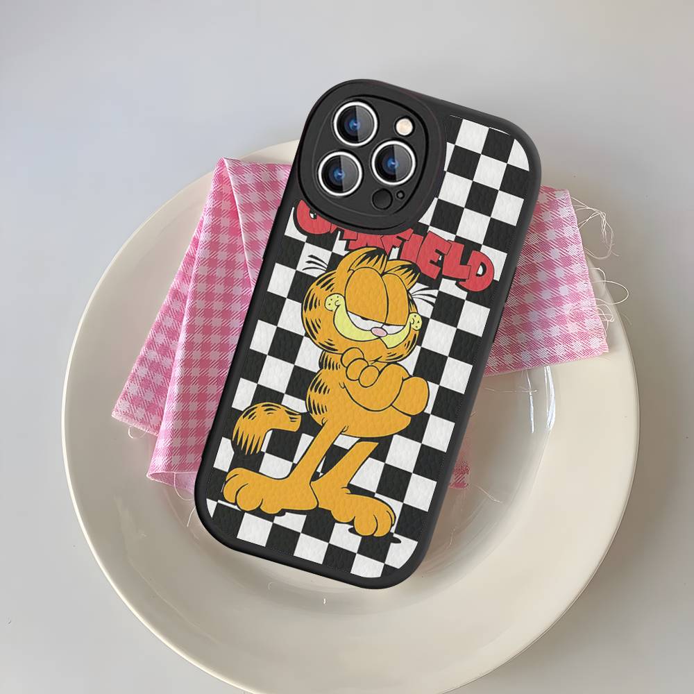 Cute Anime G-Garfields Cat Phone Case For Iphone 16 15 14 13 12 11 Pro Max Plus Leather Soft Back Cover