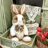 Cute Bowknot Plush Rabbit Backpack Realistic Long Fur Bunny Doll Cartoon Stuffed Animal Bag