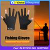 1 Pair Cycling Gloves 2 Cut Fingers Fingerless Gloves Men Women Breathable Anti-slip Antiskid Fishing Wear for Pesca Fitness