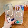 Flower Pattern Case For iPhone 17 16 13 15 Pro Max 14 12 Pro 11 Air Shockproof For Magsafe Charging Iron Ring Matte Phone Cover