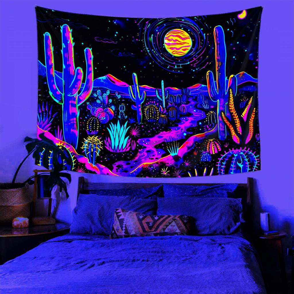 VIKAMA Cthulhu Desert Tapestry Cactus Star Moon Iridescent Fantasy Bedroom Theme Gaming Room Sci-Fi Enthusiast Living Room