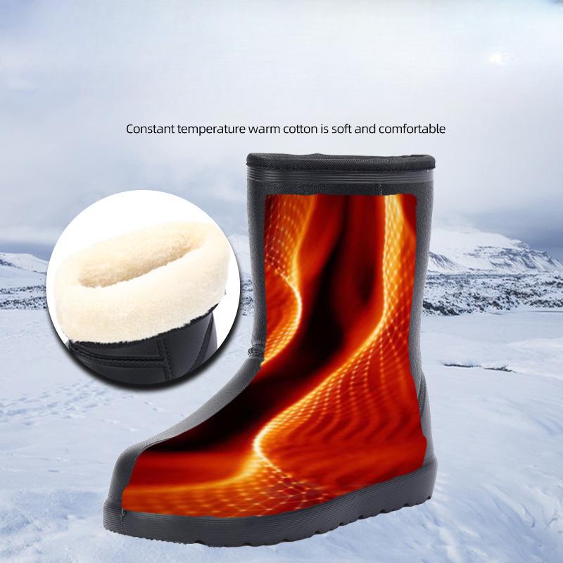 EVA Tube Rain Boots Black Winter Warm and Velvet Cotton Rain Boots Non-slip Fishing Water Shoes Labor Insurance Rain Boots