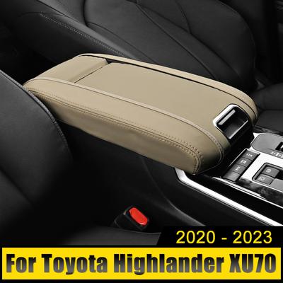 Leather Car Interior Armrest Storage Box Cover Trim Case Accessories For Toyota Highlander XU70 Kluger 2020-2024 2024 Hybrid