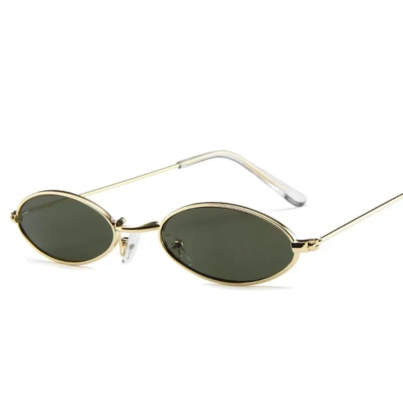 Lunettes de soleil rétro ovales pour hommes et femmes, monture métallique rétro, jaune, rouge, Vintage, petites lunettes de soleil rondes pour femmes