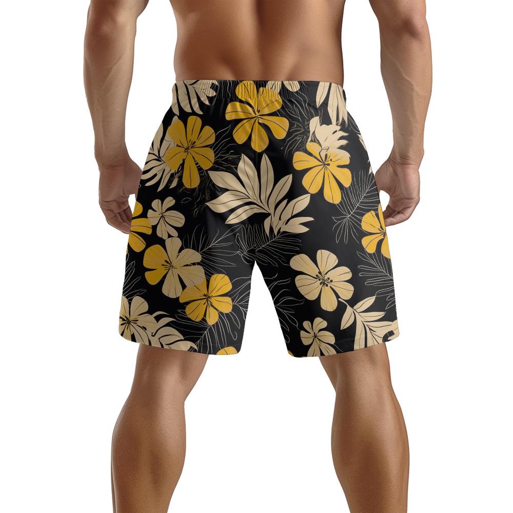 European And American Tropical Rainforest Plant Elements Men'S Casual Shorts Beach Pants