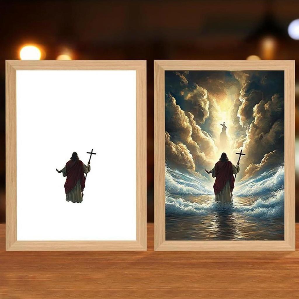 Jesus Lampe Licht Jesus Lampe Aufleuchtendes Bild Inspirierende Christliche Wandkunst Gemälde Dekoration Für Zuhause Wohnzimmer Schlafzimmer