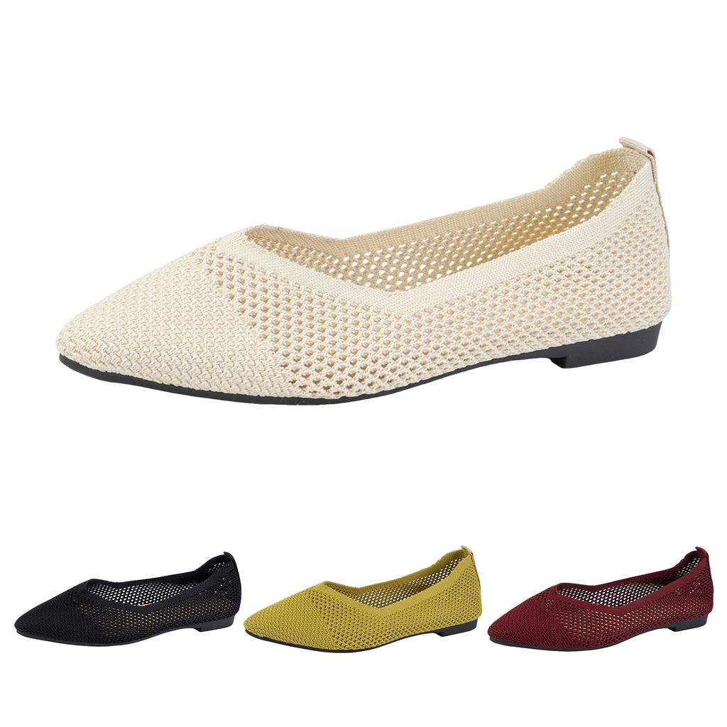 Women Flat Shoes Slip Comfortable Walking Ballerina Shoes Cute Ballet Ladies Portable Low Wedge Loafers Flat Shoes Women Size 6