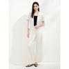Jiuzi Anna Kou Elegant Commuting Simple Double Row Buckle Acetate Short-sleeved Suit for Women