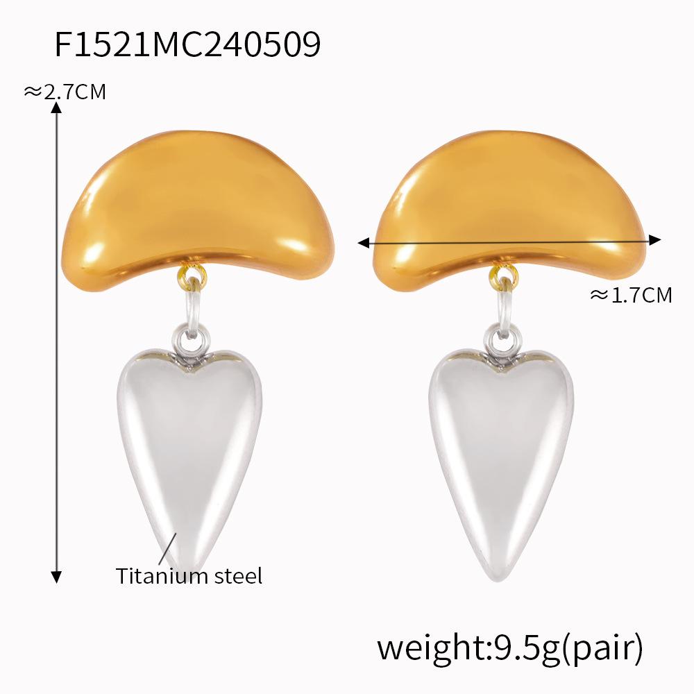 Design Female Hip-Hop Personality Trend Titanium Steel Plated 18K Gold Geometric Devil'S Eye Fringed Earrings Set