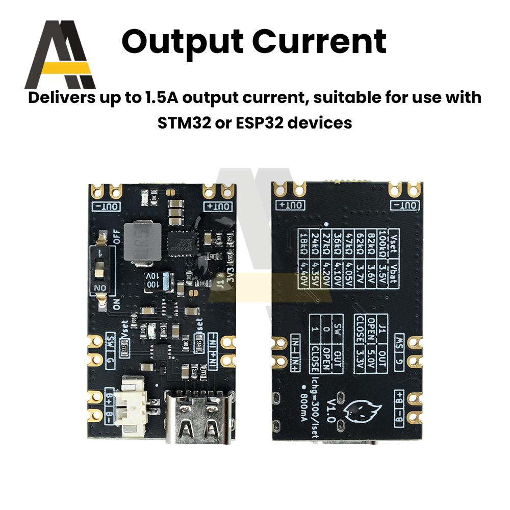 UPS Power Module with 3.3V/5V Output Lithium Battery Charging Circuit Board for STM32 ESP32 Devices