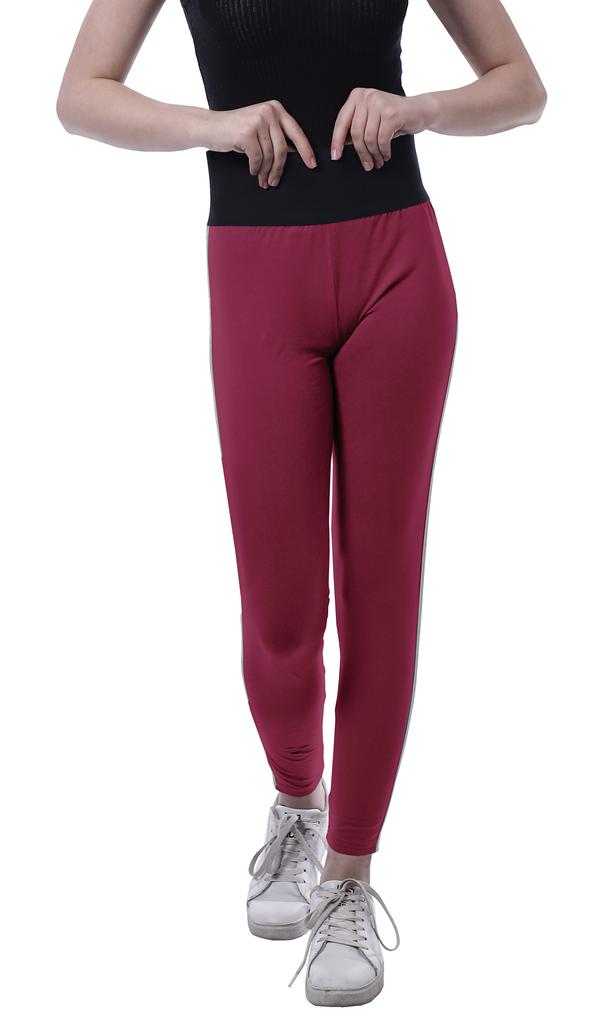 Moomaya High Waist Leggings For Women Side Strips Soft Workout Yoga Pants