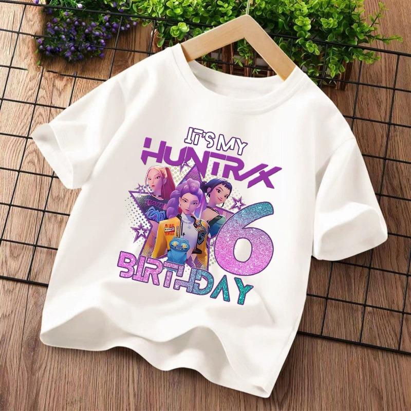 Kids Girls T-Shirt, Rainbow Heart & Butterfly Print Short Sleeve Casual Cotton Tee for Daily & Summer