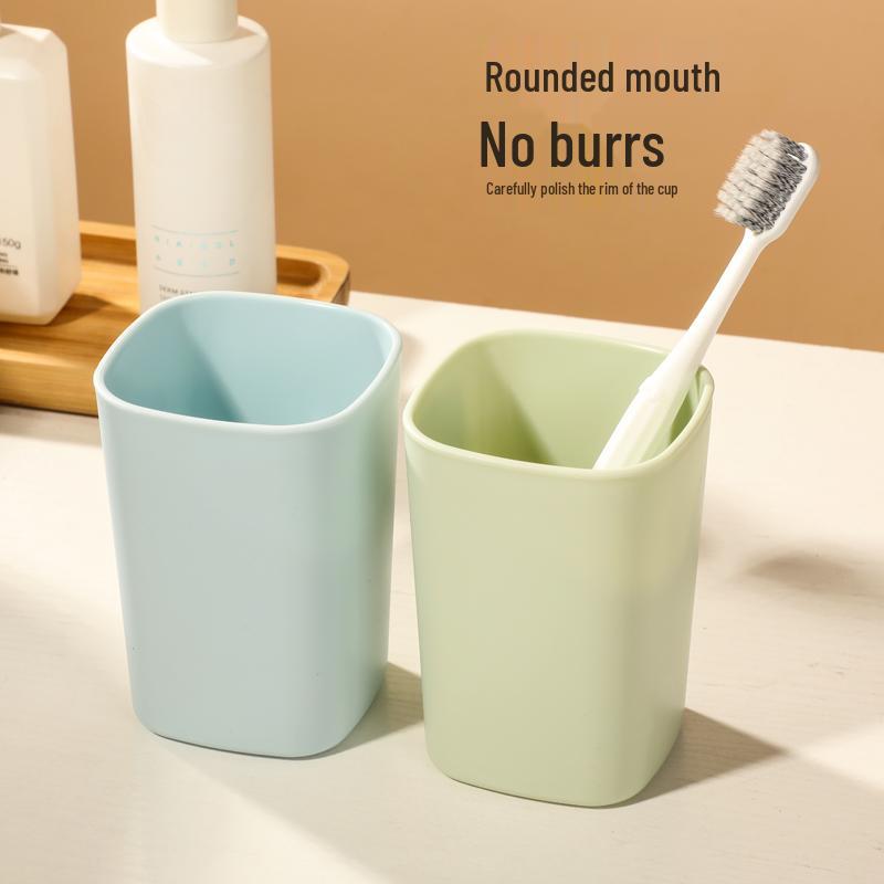 Square Plastic Toothbrush and Toothpaste Holder Set - High-Grade Mouthwash Cups for Couples and Kids