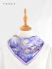 Purple flowers 100% natural real silk satin scarves small square scarf  hijab shawl luxury gift 50cm women wrap neckerchief