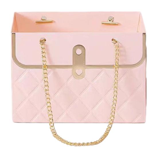 Papírová dárková krabička s květinami a kovovým řetízkem, kbelík na ukládání kytic, malá floristická kabelka, dárková řemeslná obalová taška pro svatební oslavu, Valentýna, narozeniny