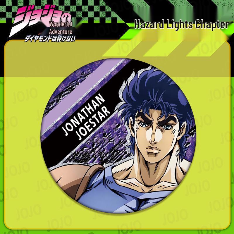 JOJO's Bizarre Adventure Double Flash Badge: HD Print, 75mm/58mm Diameter, Anime Button Pin