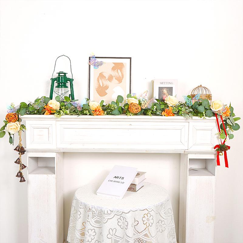 1PC Grüne Blattgirlande 180cm Künstliche Blumen Rebe Party Hochzeitsdeko Mit 3D Schmetterling Lebensechte Faux Floral Wand Akzente