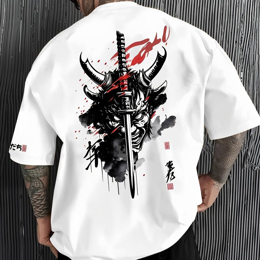 Samurai Pattern Printed Tshirt Young Fashion Tshirt Mens Fashion Clothing Tshirt Mens Tshirt