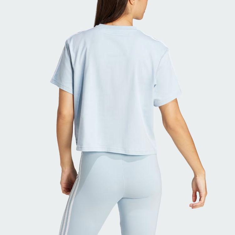 Adidas Essentials 3-Stripes Single Jersey Crop Top Women Tops Light-Blue IS1568