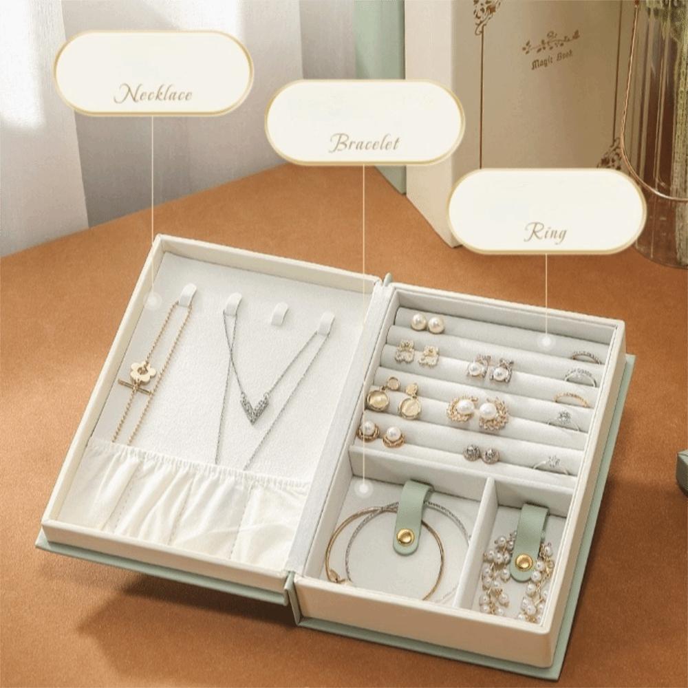 Packing Box PU Jewelry Book Storage Jewelry Collection Organizer Elegant Jewelry Display Box  Women