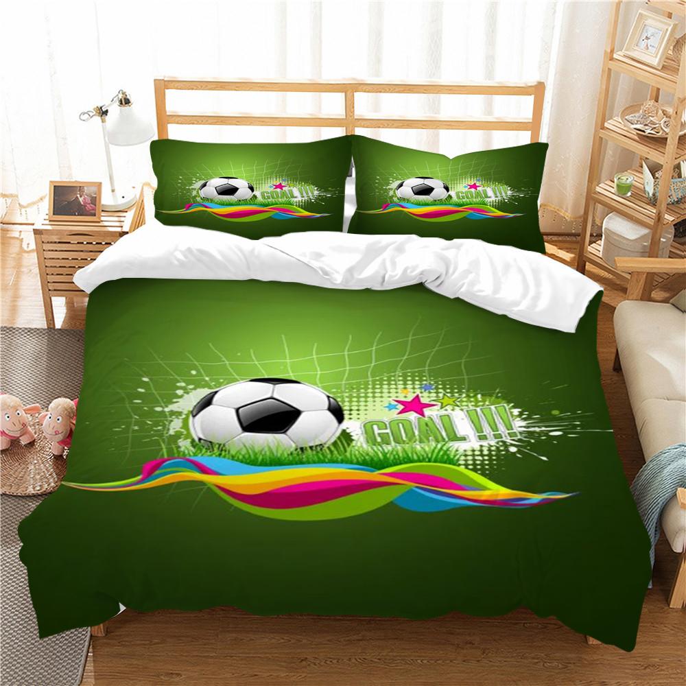 Bedding Set Cover Modern Bedspread Bed Quilt Cover Set 3D Football Print Home Bedroom Warm Children Pillowcase Microfiber