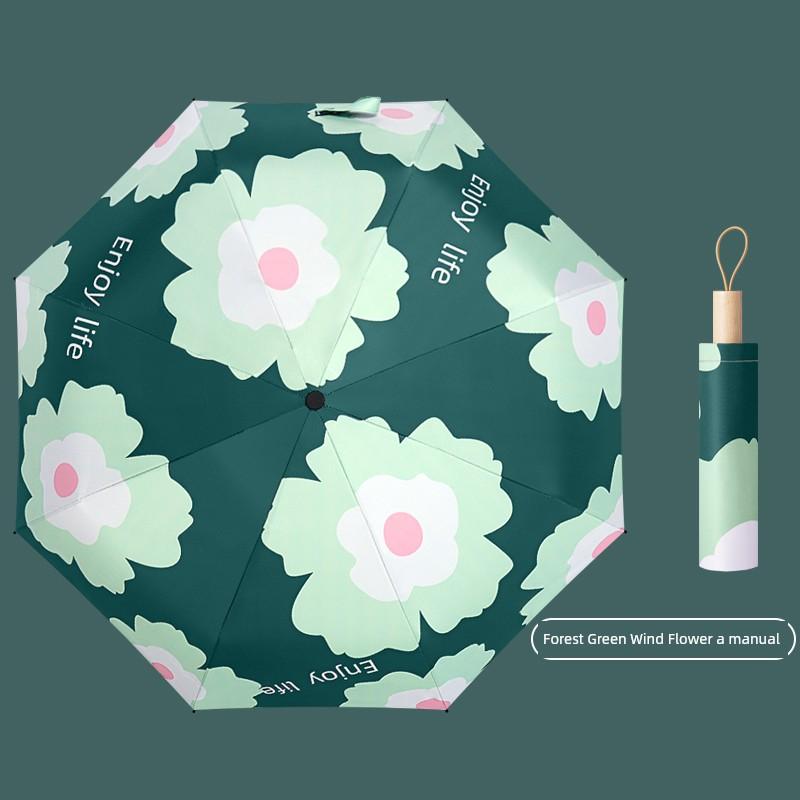 Umbrella Female Oil Painting Cute Black Glue Sun Shade Rain Dual-Use Automatic Foldable Ins Sun Umbrella Sun Protection UV Protection