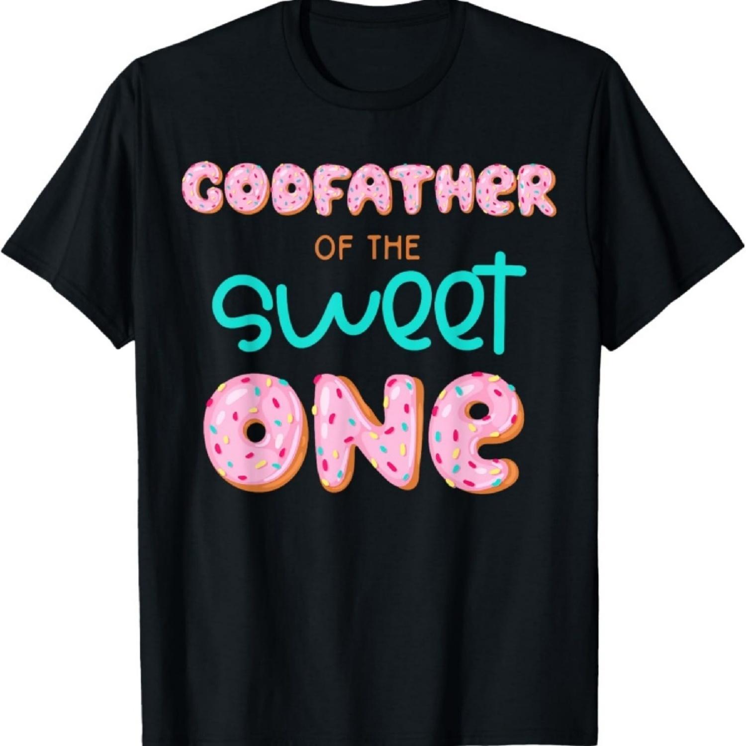 

Крестный отец Сладкой Первой годовщины со дня рождения Подходящая семейная футболка с пончиком XXXXXL чёрный