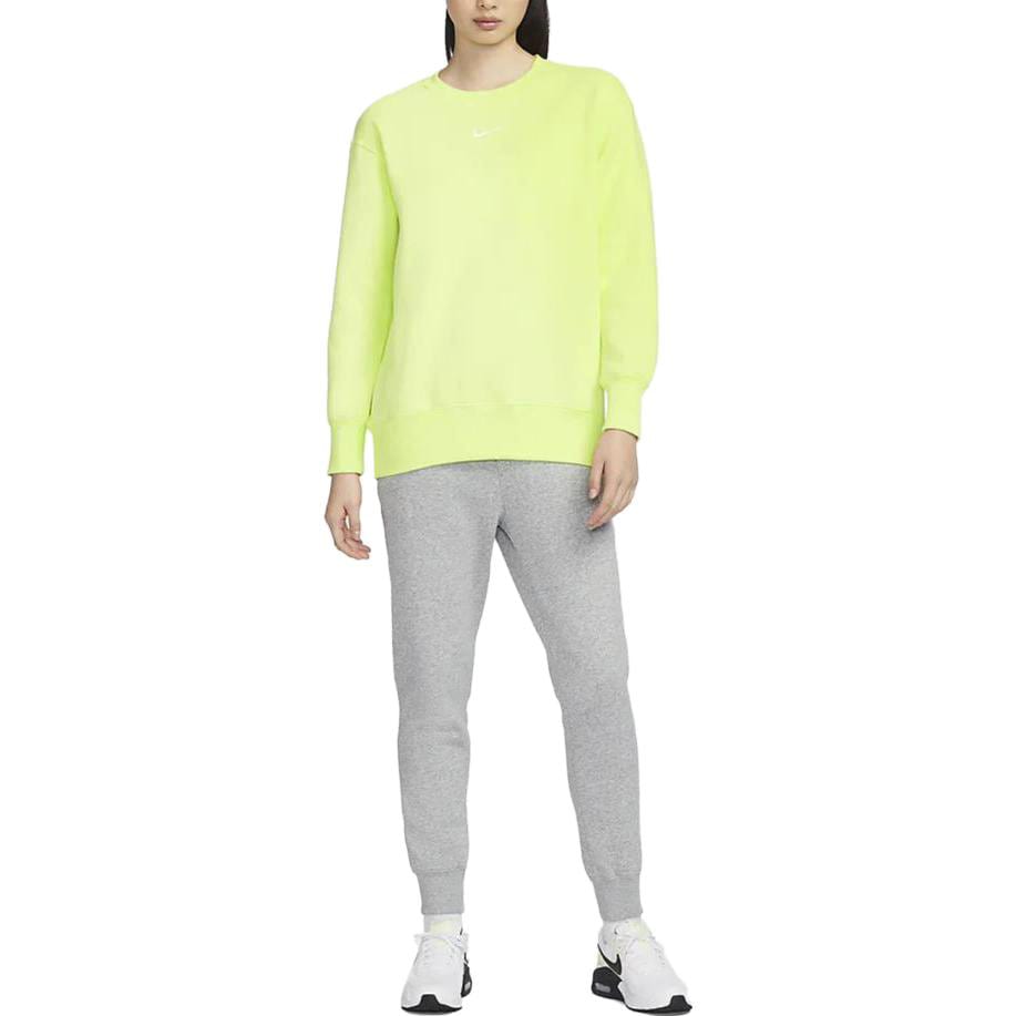 Nike Ropa Deportiva Phoenix Forro Polar Color Sólido Cuello Redondo Forrado de Polar Corte Holgado Sudadera para Mujer Limón Claro DQ5734-736