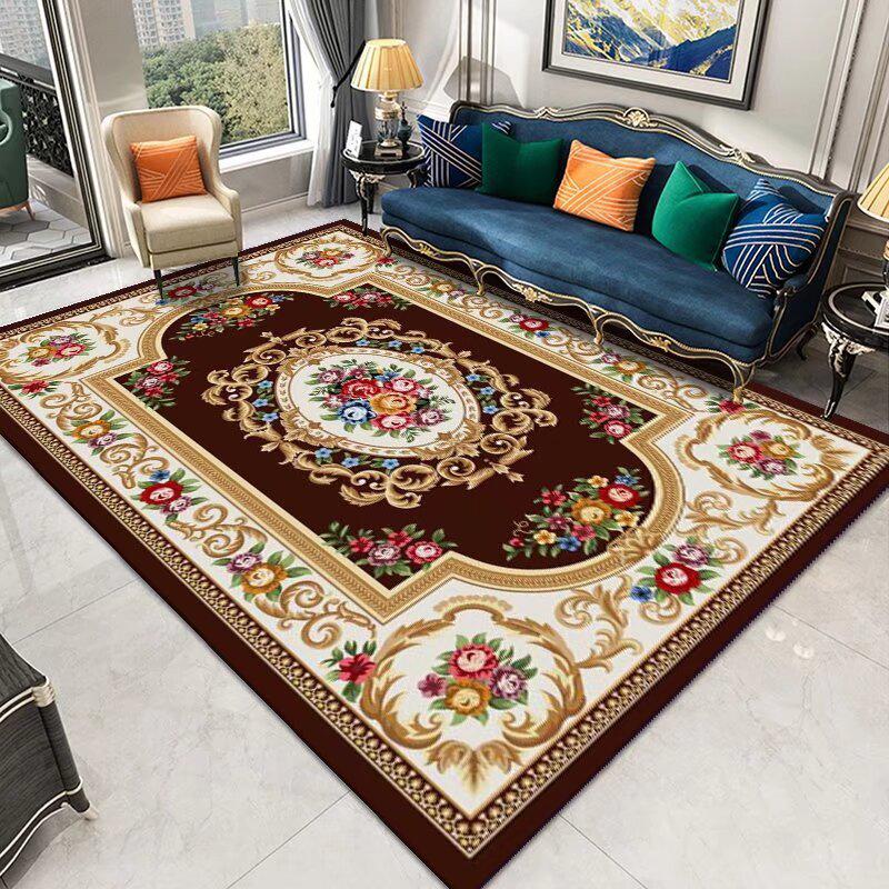 European Luxury Frame Carpet Living Room Decoration Home Rugs Comfortable Non Slip Bedroom Large Rug Washable Coffee Table Mat