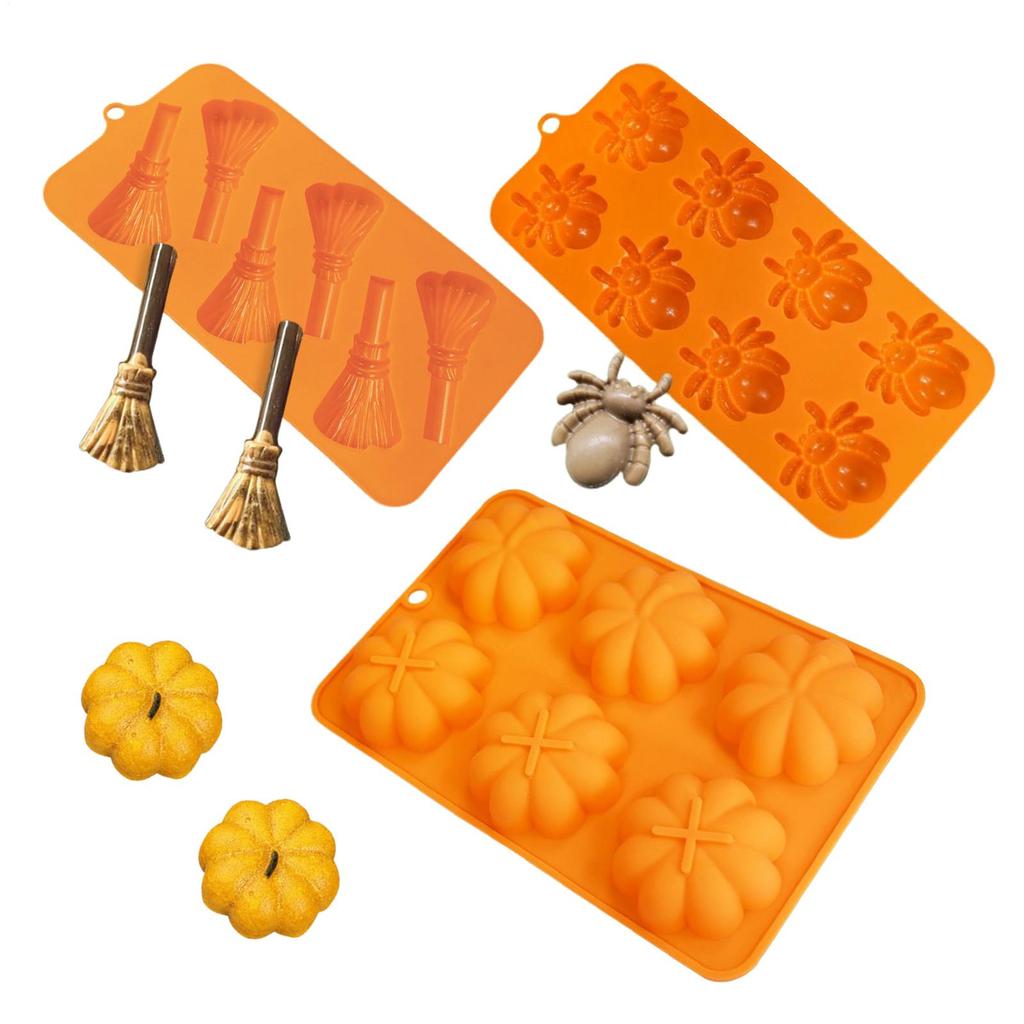 Halloween Pumpkin Silicone Cake Mold Spider Broom Molds for Chocolate Mousse Jelly Pudding Dessert Bakeware Pan Decorating Tools