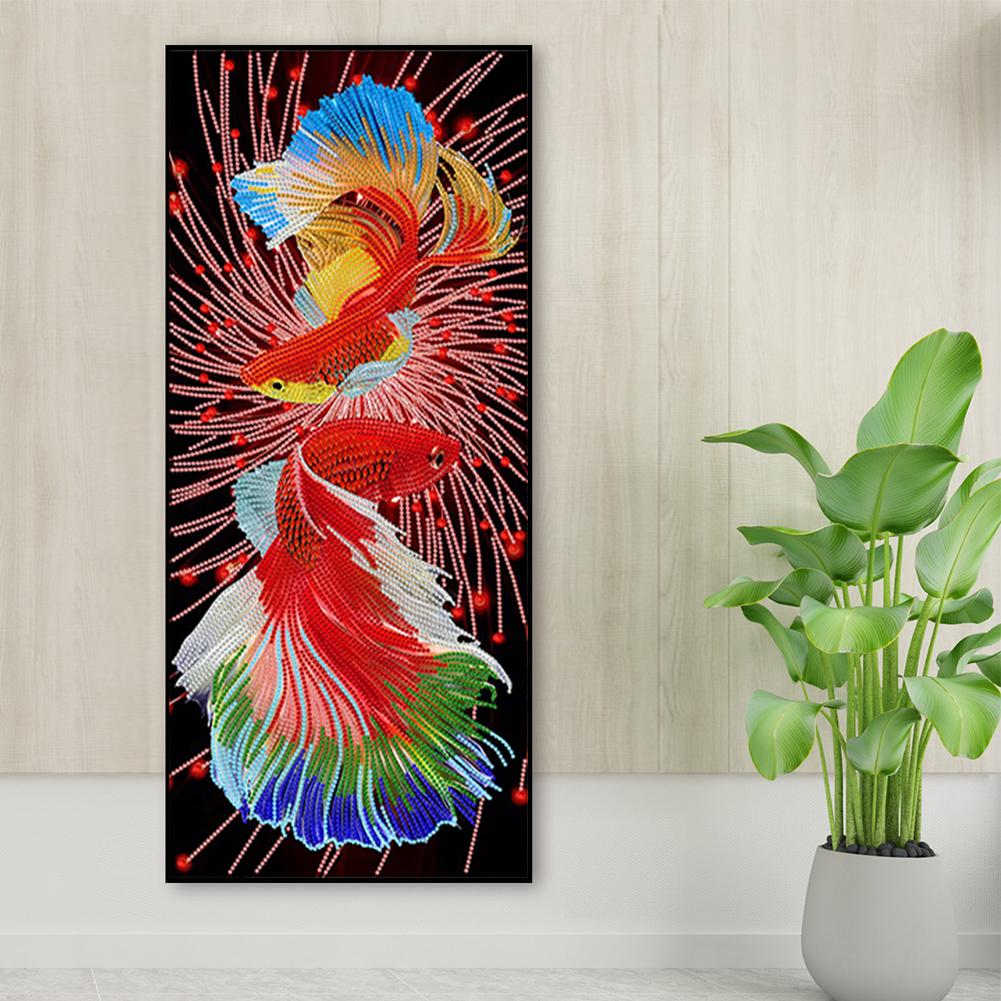 Seturi de pictură cu diamant DIY 5D Pește Koi, Decor de perete cu foraj parțial în formă specială