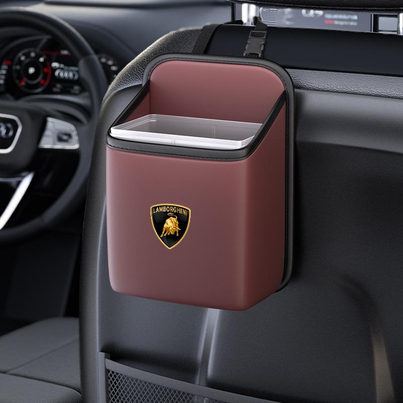 Car LOGO Sticker Seat Back Storage Case Hanging Bag Trash Can Bin For New Bentley Flying Spur Continental GT Bentayga Mulsanne CL5