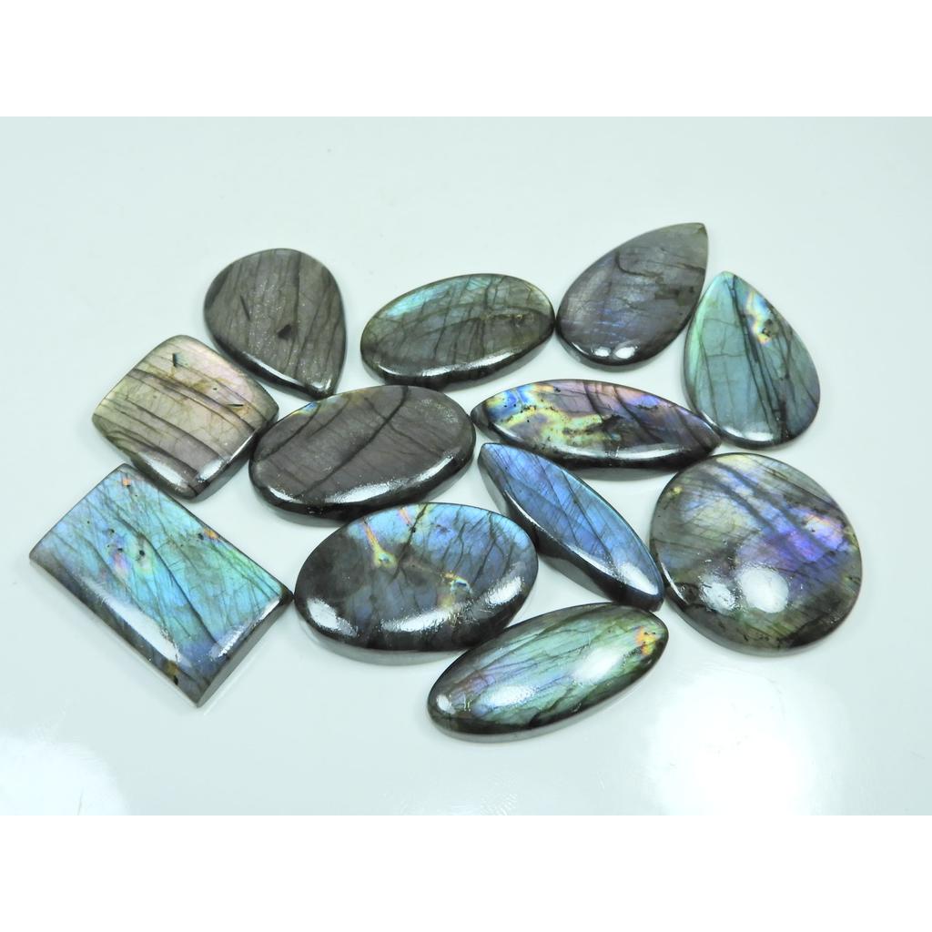 Natural Purple Multi Spectrolite Labradorite Mix Loose Gemstone 12 Pcs Lot LL-1209