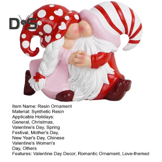 Gnomes Couple Figurine Valentine's Day Tabletop Gnomes Couple Ornament Resin Kissing Dwarf Couple Statue Gifts for Girlfriend Mom Women
